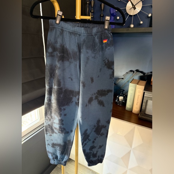 Aviator Nation Pants - Aviator Nation Black and Blue Tie-Dye Joggers